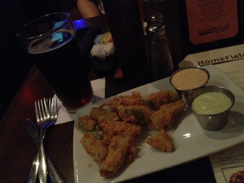 homefield grill, bar, fried pickles, round rock, texas, austin, nolan ryan, shiner bock